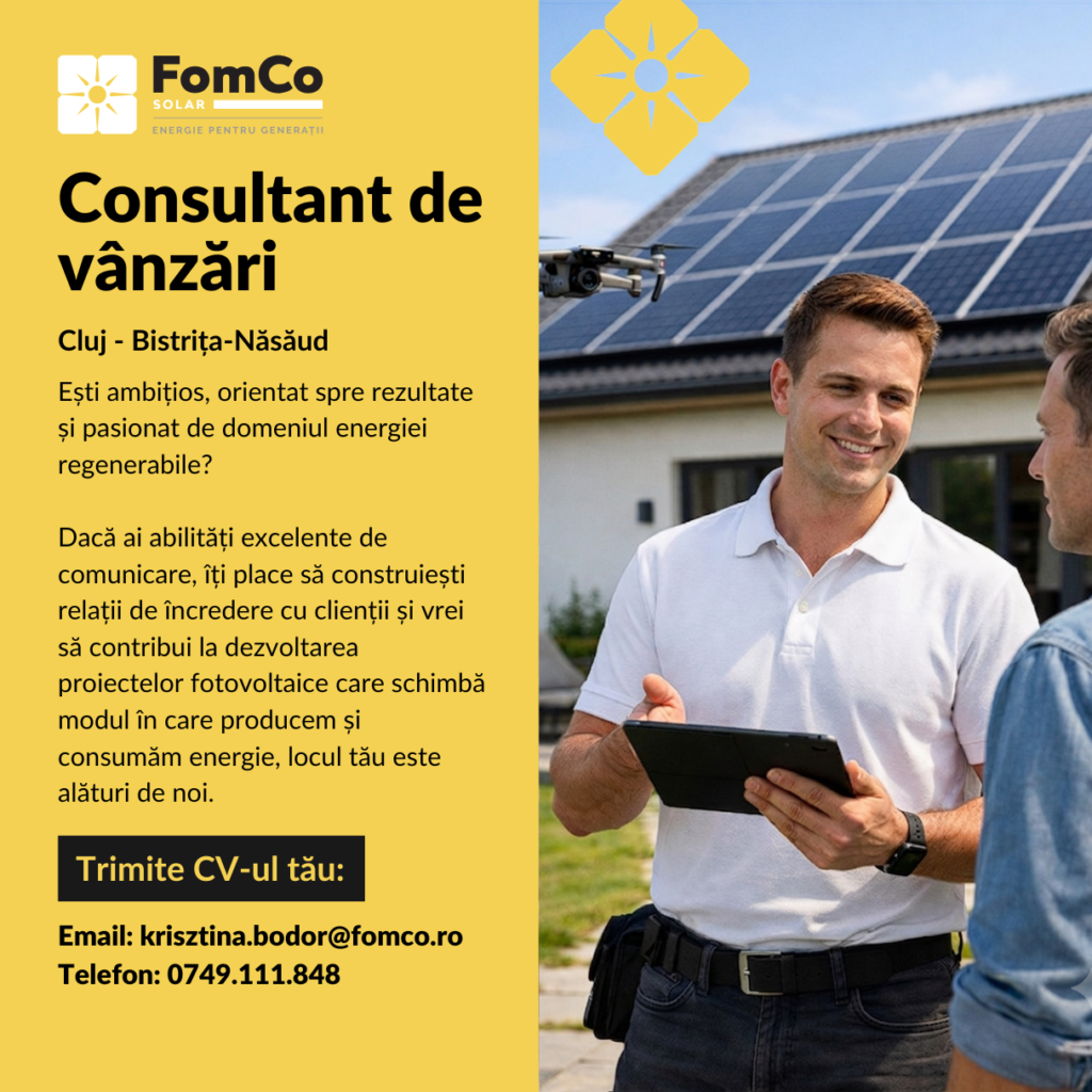 Consultant vânzări – Cluj și Bistrița-Năsăud